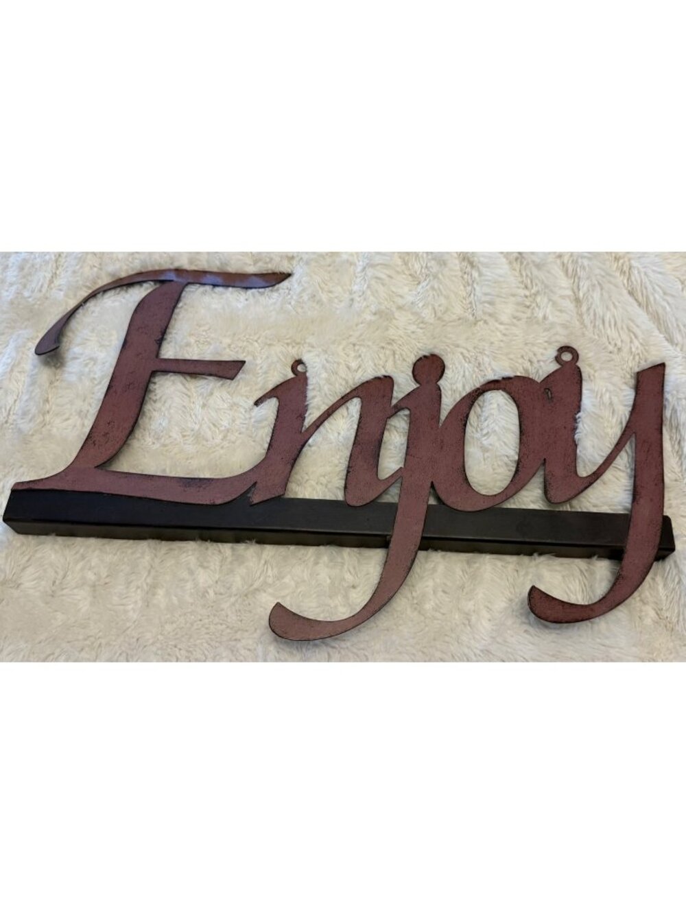 Unbranded "Enjoy" Rustic Red VINTAGE Wall Metal Decor Sign 15" W/9.5" Tall